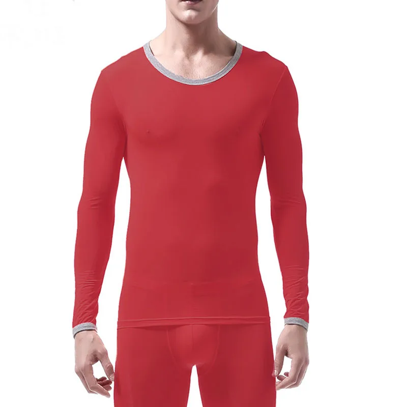 Winter Long Sleeve Men Thermal Underwear Undershirt Transparent Thin Long Johns Tops T Shirt Comfortable O Neck Tops Tee