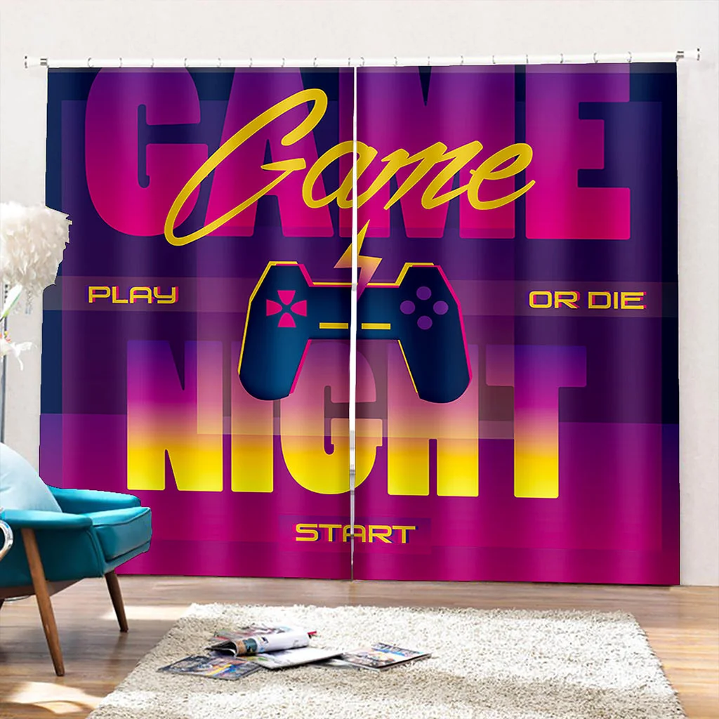 

3D Cool Game Electronic Controller Curtain Gamer Boy Kids Room Decor Curtain Living Room Decor Curtain 2 Panels Free Delivery