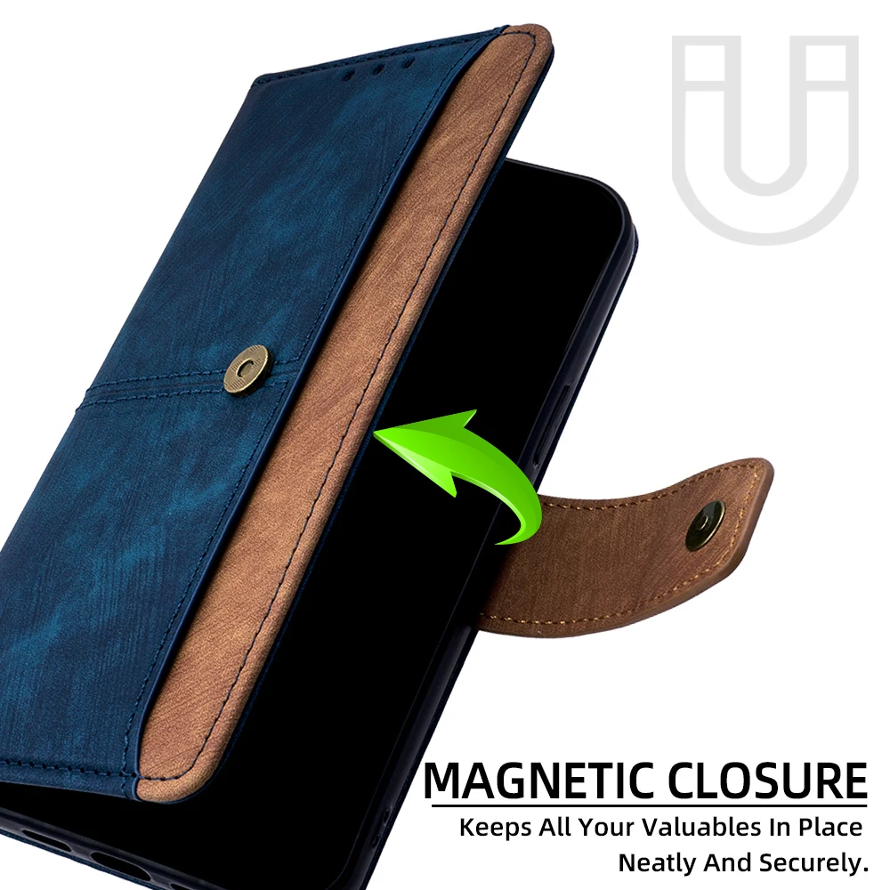 Elegant RFID Blocking Leather Wallet Case - Shockproof Color Collision Design