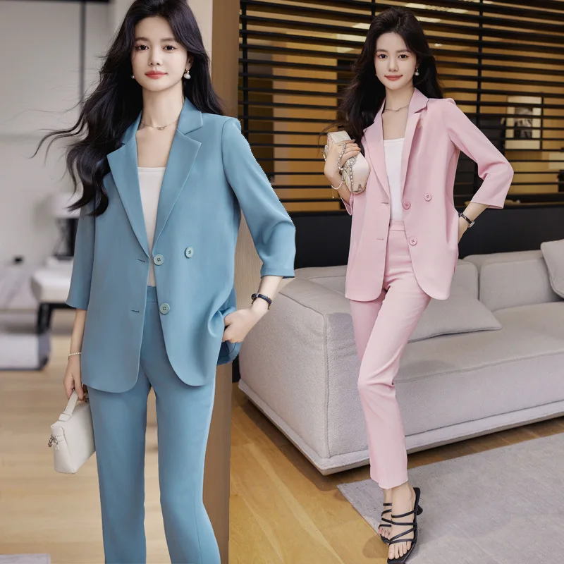 

Pink Suit Women's Spring and Summer New High-Grade Back Slit Casual Korean Style Business Attire Fashion Tailored Suit Coat