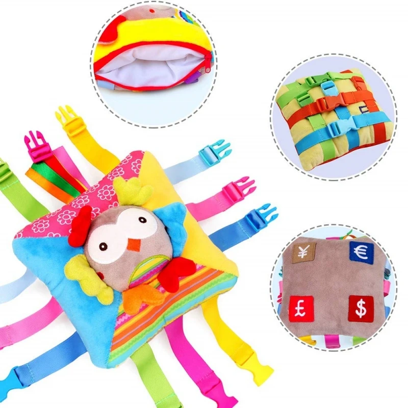 

Basic Life Skill Training Baby Busy Board Toys Toddlers Sensory Buckle Pillow Activity Toys for Children Educational Gifts