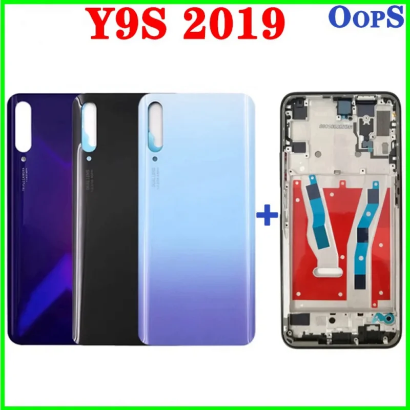 

Back Housing For Huawei Y9S 2019 LCD Front Middle Frame Back Battery Cover Glass Door Case For P smart Pro 2019