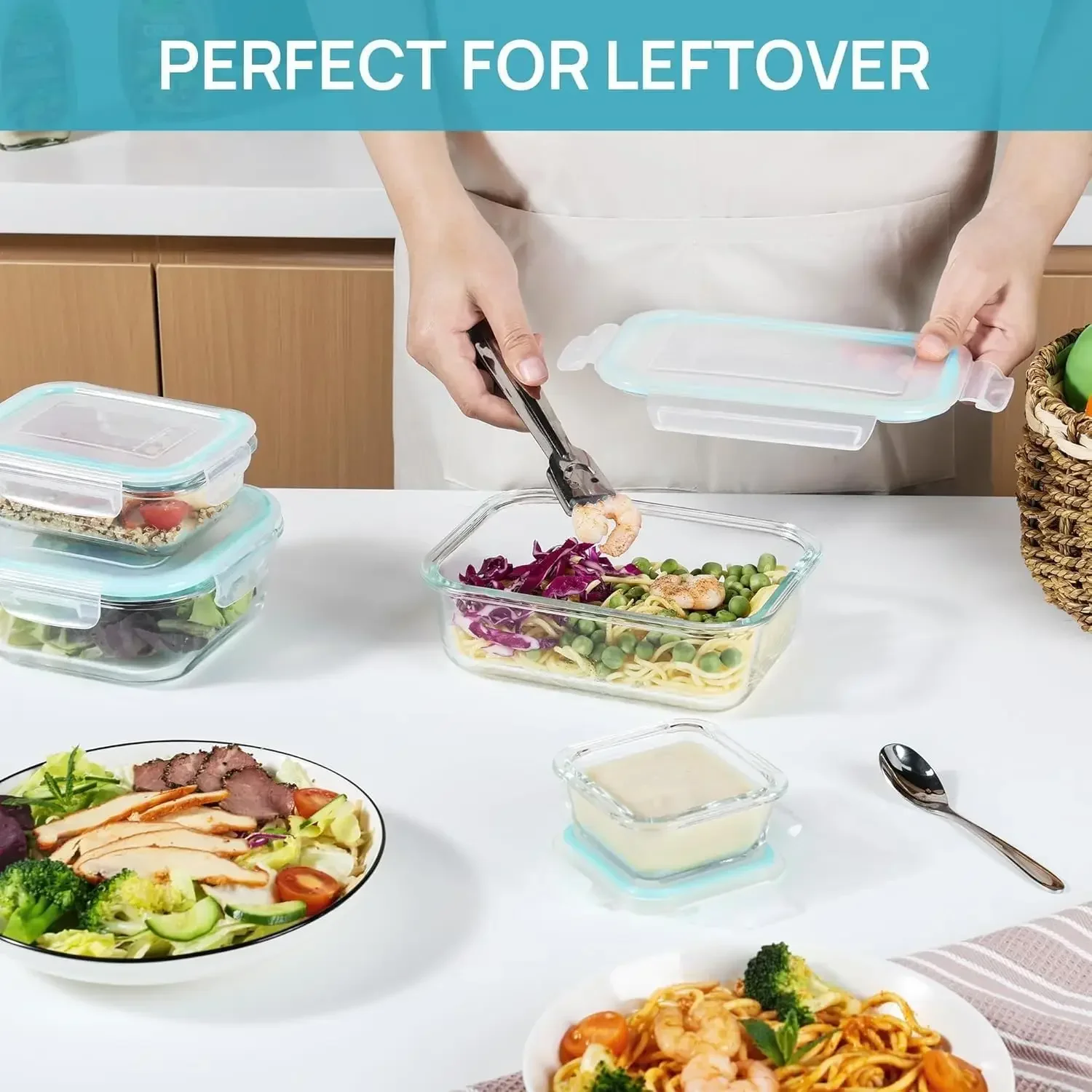 Premium Glass Lunch Bento Box for Adults - Microwave & Dishwasher Safe Food Storage Container with Lids for Office Meal Prep