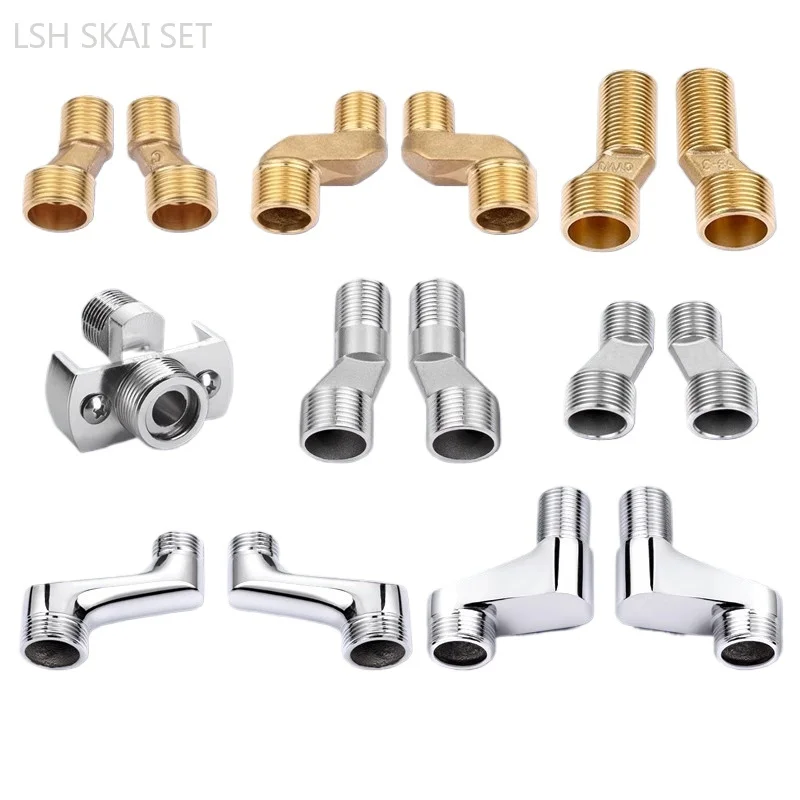 2Pcs Solid Brass Wall Mounted Replacement Angle Valve Shower Faucet Curved Foot Adjustable Adapter Kitchen Bathroom Accessories