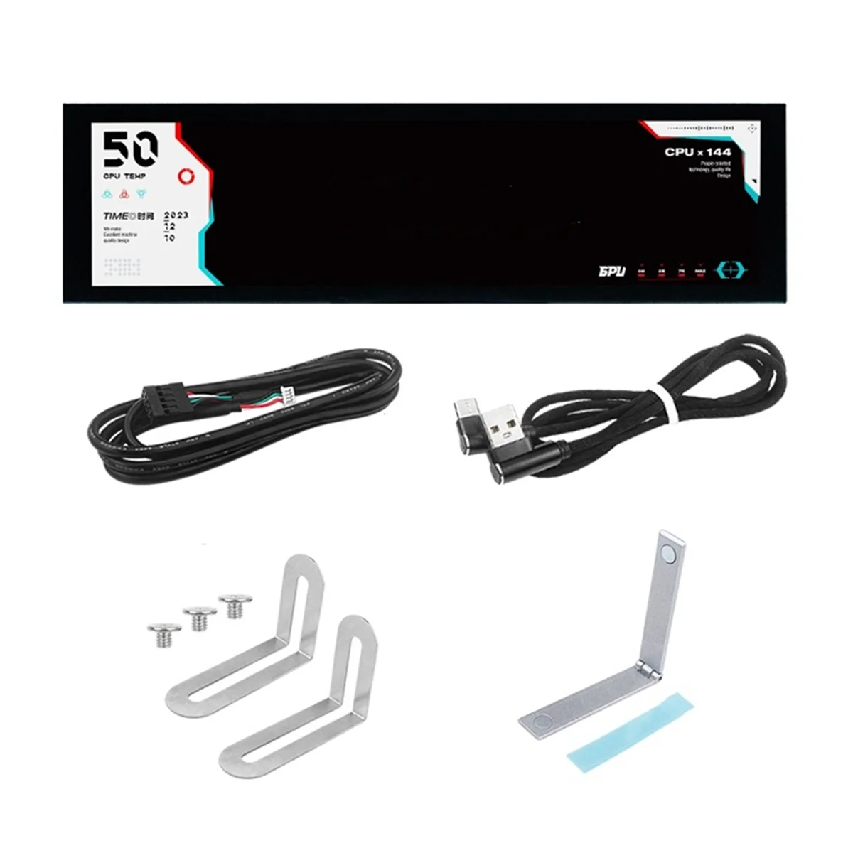A10I 8.8인치 컴퓨터 온도 모니터(동적 테마 지원), IPS 유형 C 보조 화면 CPU RAM HDD 데이터 FPS 모니터 검정색