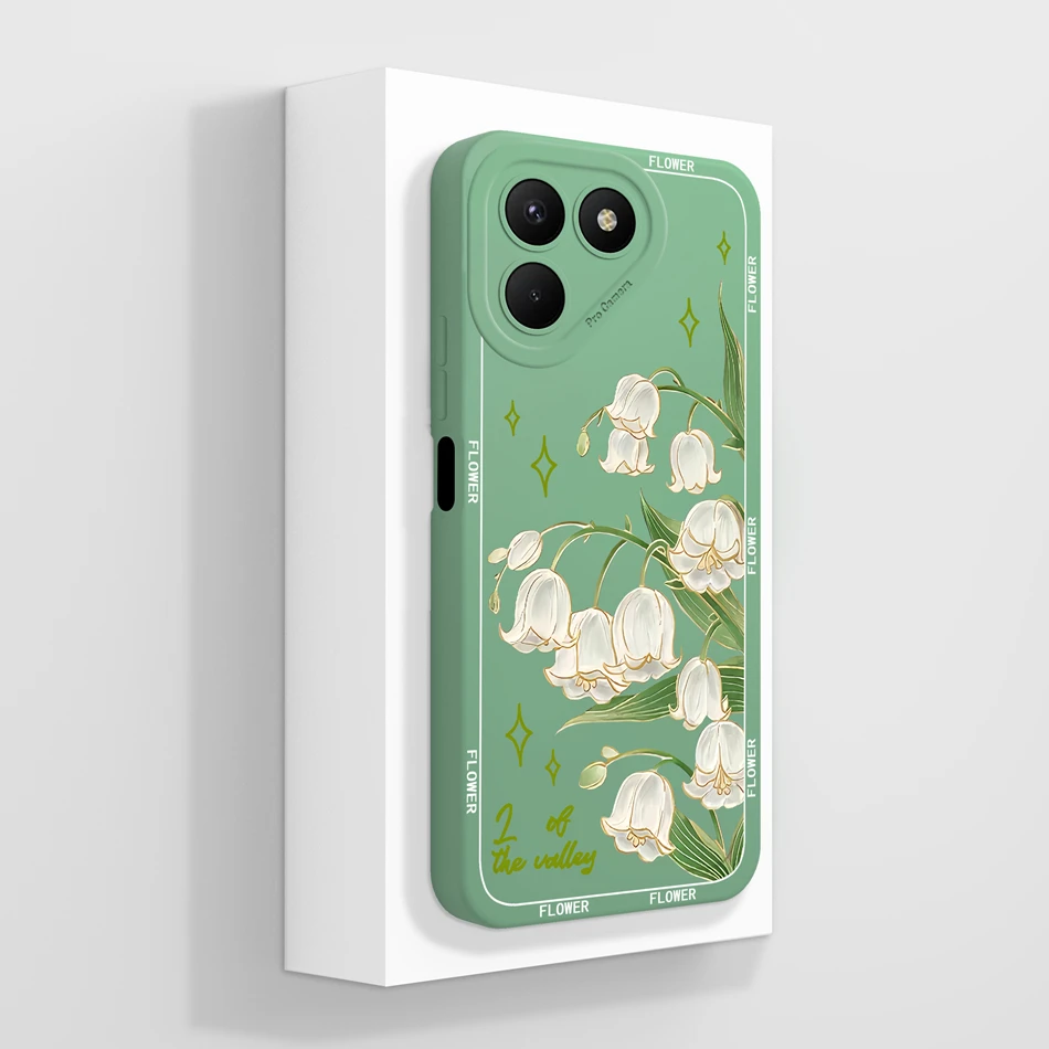 Cute Animals Flower Pattern Soft Liquid Silicone Phone Case Cover