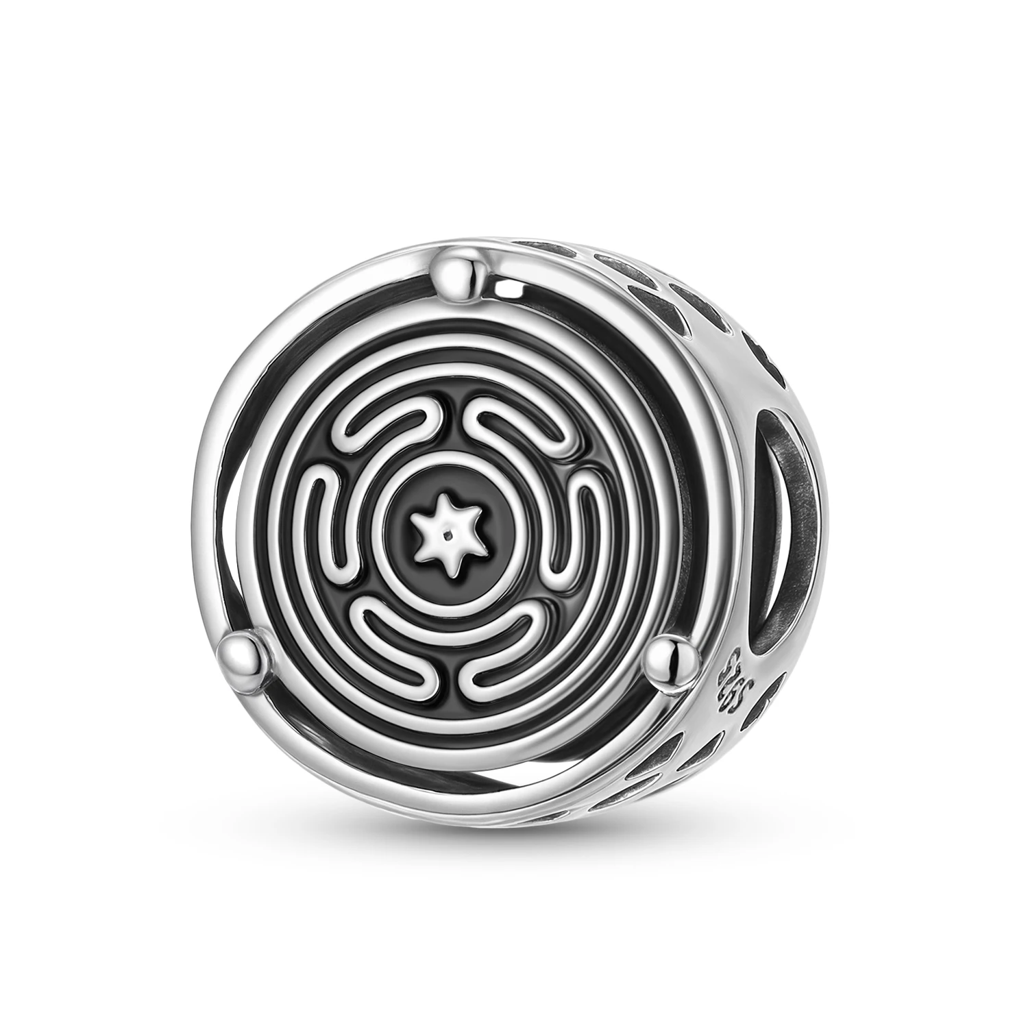 Lebenszyklus-Charm mit Hekate-Rad, 925er-Sterlingsilber, Symbole, Perlenschmuck, Geschenk, passend für Original-Armbänder, DIY-Schmuckzubehör
