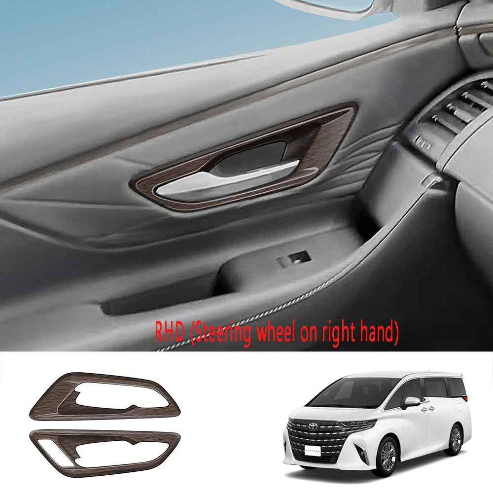

LHD RHD для Toyota Alphard Vellfire 40 серии 2023 2024 ABS персиковое дерево передняя дверь внутренняя дверная ручка Чаша Натяжной чехол отделка Стайлинг