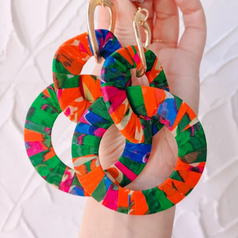 

Handmade Silk Earrings Exaggerate Big Earrings New Fashion Minimalist Women's Big Earrings