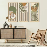 3pcs Bohemian Style Hollow Wooden Wall Art Abstract Geometry Decor for Bedroom Living Room Dining Room Porch 4
