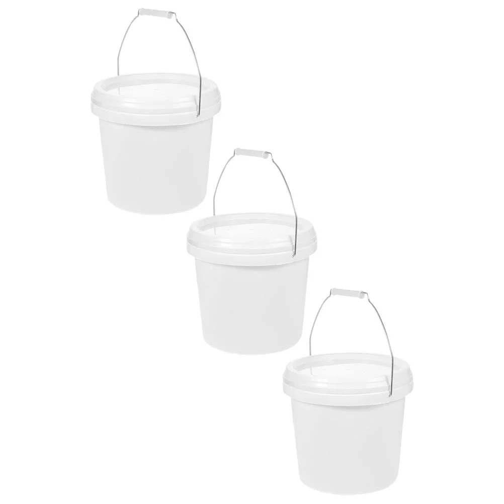 2Pcs White Round Bucket With Lid Paint Buckets For 4L Bucket With Handle Multi Functional Container Packaging Empty