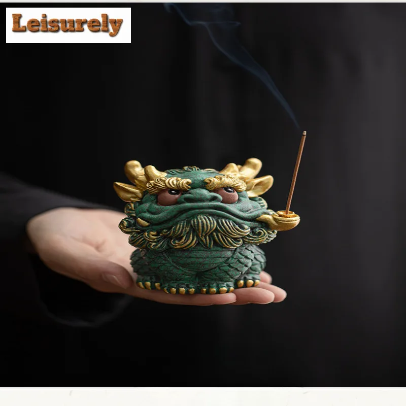 Colour Gold Bluestone Fire Kylin Incense Holder Incense Smoke Waterfall Incense Burners Consecrate Censer Tea Items Ornaments
