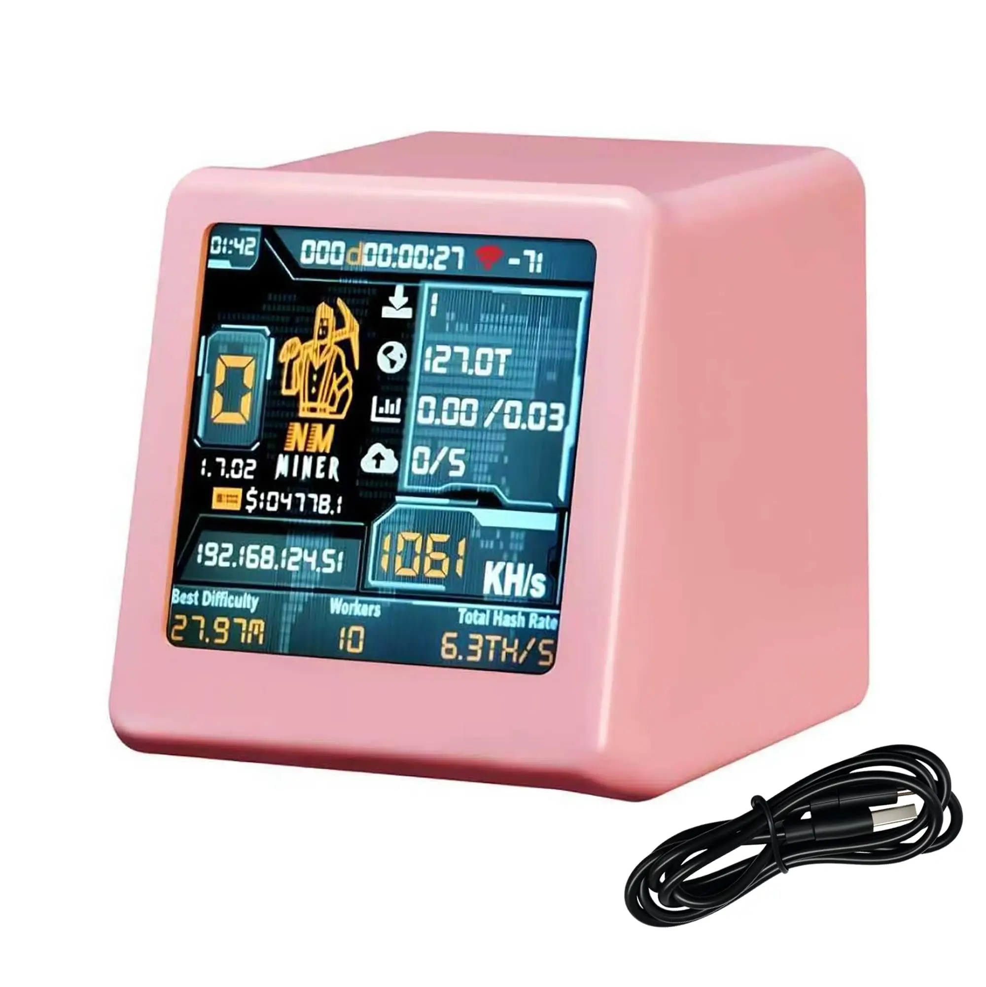 ESP32-D0 TFT ビットコイン宝くじマイナー、1.54 インチスマートギフト小型テレビデスクトップクロック 1060