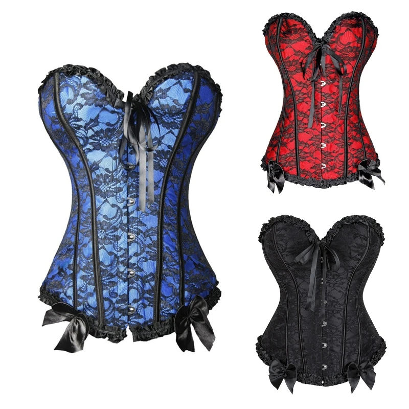 

Sexy Women Lace Corset Bustier Crop Top Boned Waist Training Corset Lace Up