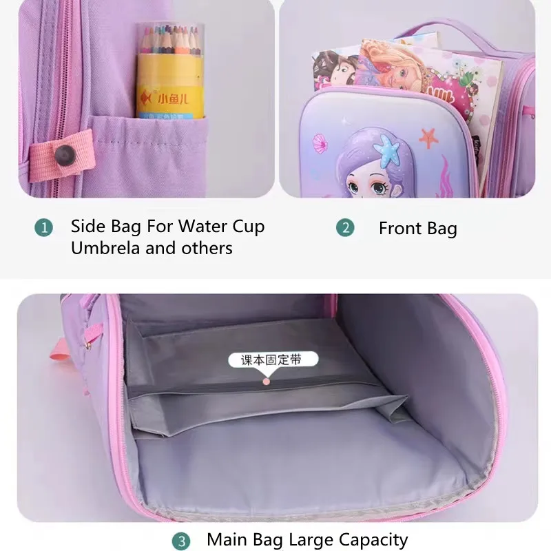 Disney New Frozen School Bags For Girls Elsa Anna Primary Student Shoulder Orthopedic Backpack Grade 1-3 Large Capacity Mochila