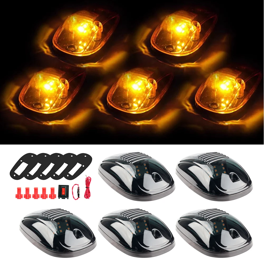 

New Smoked 5 Pcs 12 LED Vehicle Car Cab Roof Running Marker Lights for Truck SUV Off Road Set Bulb Lamp Car Styling