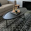 Modern Coffee Table, Oval Wood Coffee Table Center Table with Metal Leg for Living Room, 47 Inch Coffee Table Accent Furniture 3