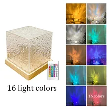  Crystal Lamp Water Ripple Projector Night Light Decoration Home Houses Bedroom Aesthetic Atmosphere Holiday Gift Sunset Lights 