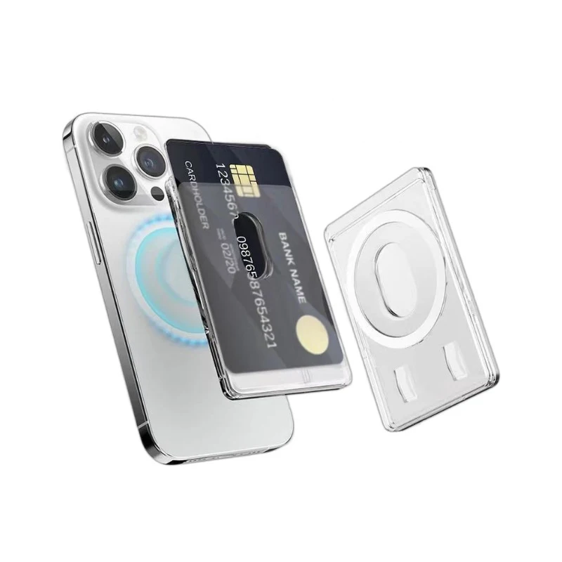 Frosted Transparent Magnetic Card Holder with Adhesive Backing