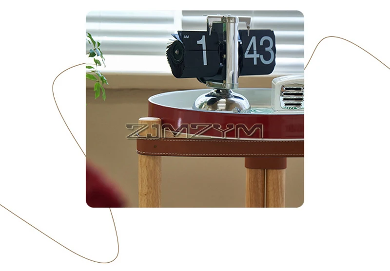 Description Picture 6 of itemRound Side Table with 40cm Ceramic Tray, Wood Stand End Table for Small Spaces, Nightstand for Living Room, Bedroom