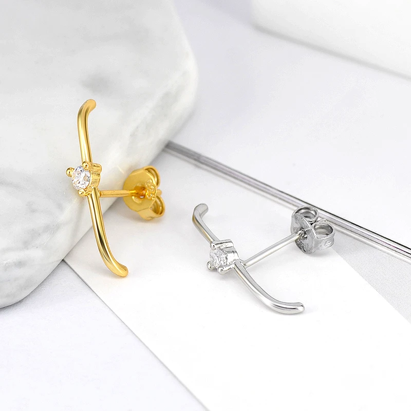 Sterling Silver Stud Earrings 925 Sterling Silver Needle Minimalist Crystal Stud Earrings for Women Piercing Earring Party Luxury Jewelry Fine Accessories
