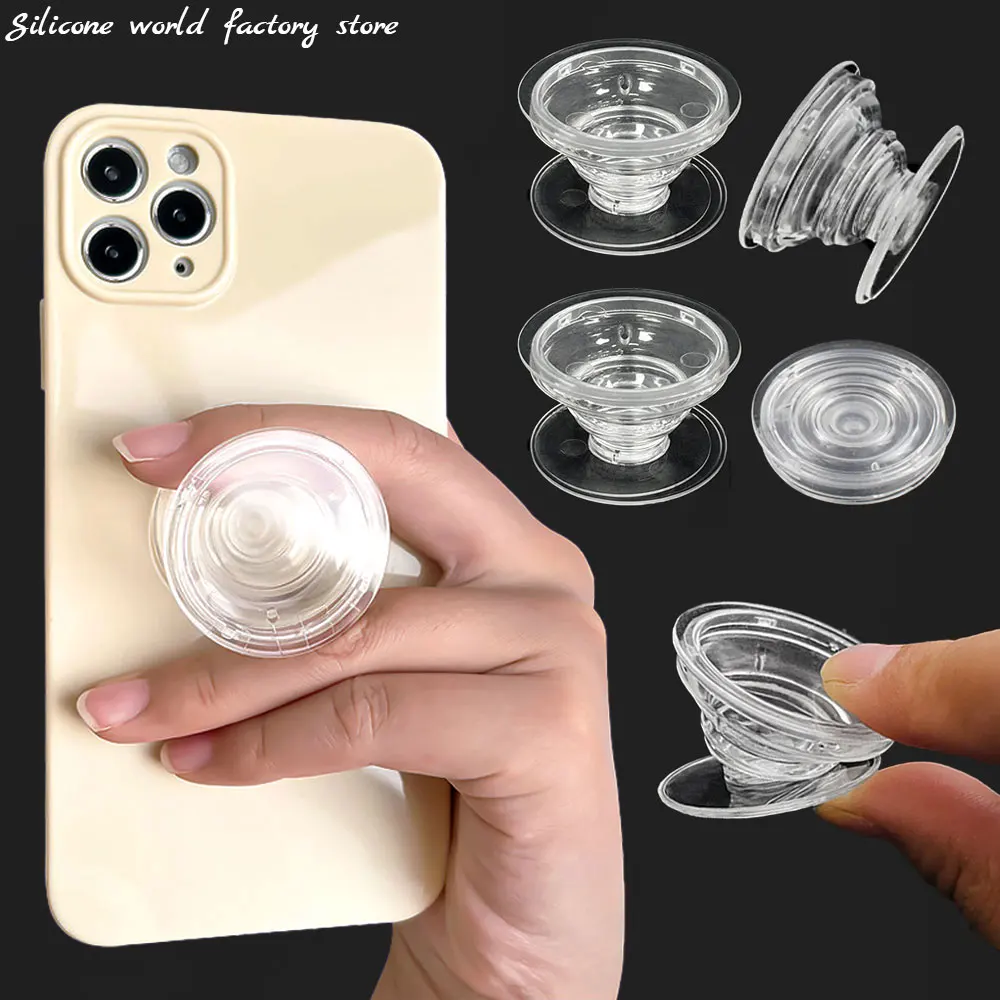 Silicone World Transparent Foldable Phone Socket Finger Grip Holder GripTok Posket Handle Resin Glue DIY Mobile Phone Stand Base
