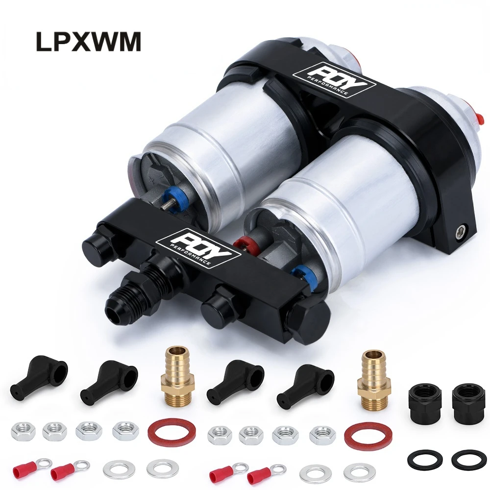 

One PC Double Hole Fuel Pump Bracket with PQY Logo + Two Pieces 044 Fuel Pump 300LPH LD2642+FPB044