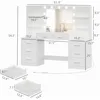 61.9‘’L Vanity Desk with Mirror & Lights, Makeup Desk with Drawers, 3 Lighting Modes, Large Makeup Vanity 5