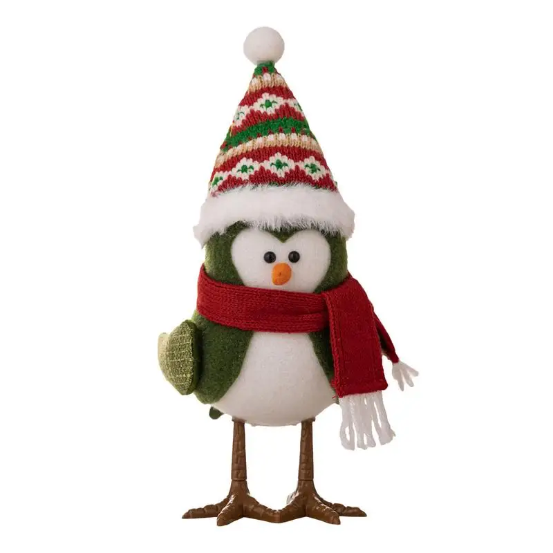 

Glowing Bird Decoration With Plush Scarf Festive Led Bird Ornament Knitted Plush Bird For Christmas Decorations Reusable