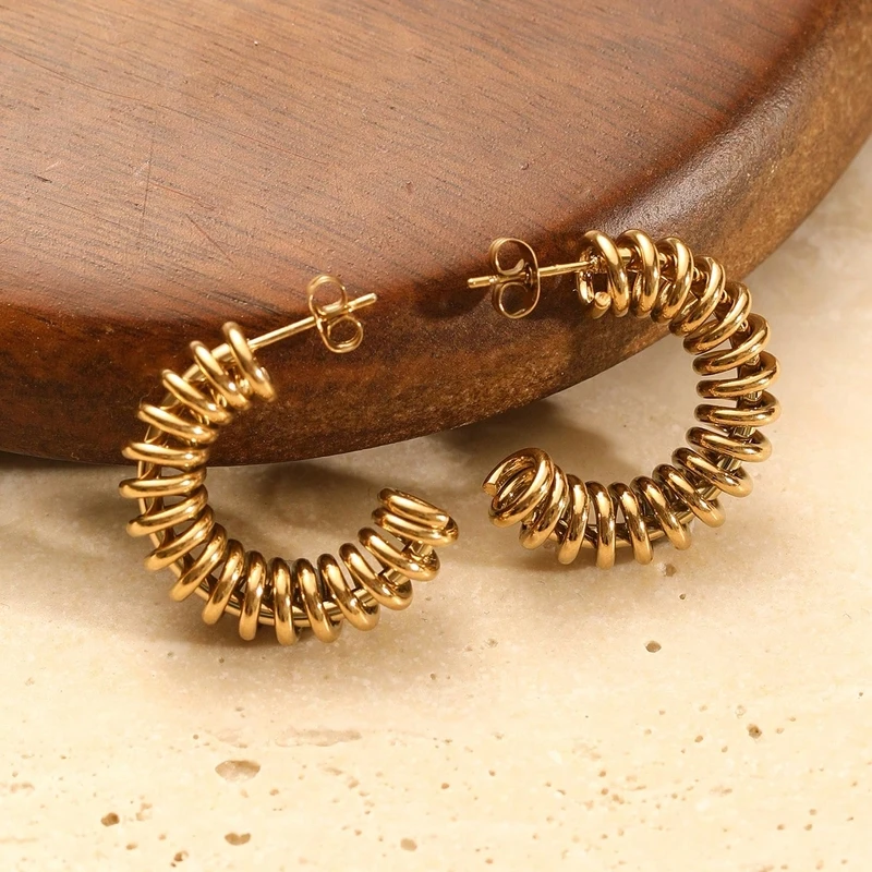 CARLIDANA Exquisite Stainless Steel Victorian Earrings Spike Creole Hoops Gypsy Vintage Gift Big Hoop Designs Women Present 3