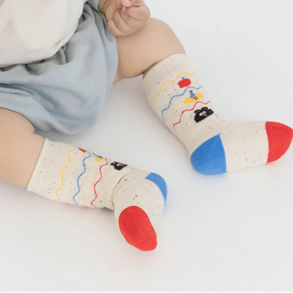 4 Pairs Cute Children's Socks Baby Girls Boys Sport Socks Spring Autumn Socks 0-5T Kids Cartoon Calf Socks