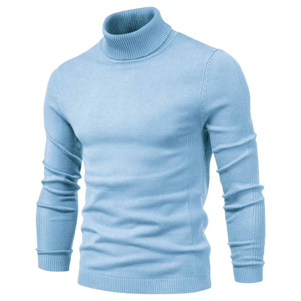 Description Picture 3 of item2021 New Winter Turtleneck Casual Solid Color Warm Pullover Quality Slim High Neck Long Sleeve Sweater Men