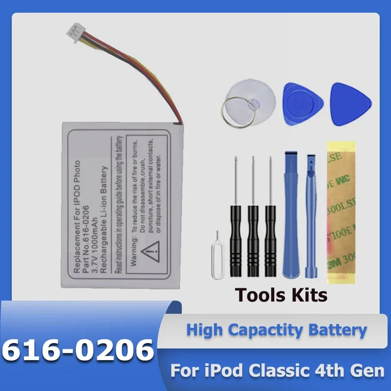 Batteria 1000Mah 616-0206 616-0183 Per Apple Ipod Classic 4Th Gen / Photo U2 A1059 20 40Gb Accumulatore Batterie Akku + Tool