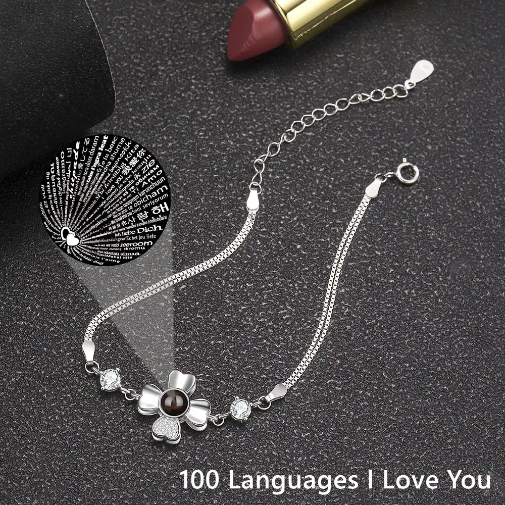 Projection Photo Flower Pendant Necklace for Women Personalized Custom Picture Charms Necklace Fashion Jewelry Memory Gift