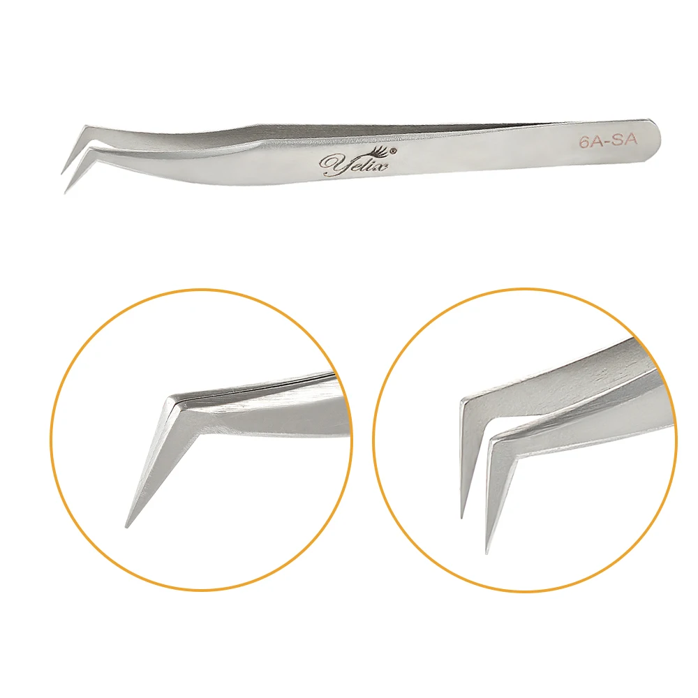 Yelix Eyelash Extension Tweezers Eyelash Tweezers SA Volume Lash Tweezers Pincet Professional Hyperfine High Precision 3