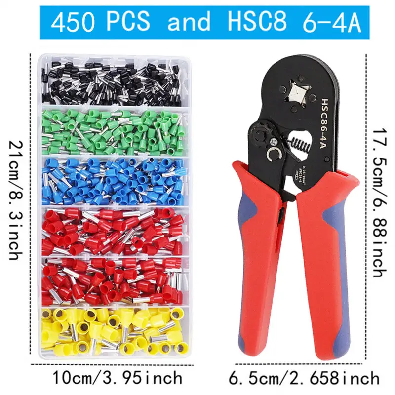 Boxed VE Tubular Crimp Terminals,Cable Electrical Connector,Insulated Wire Connectors,Tube Type Terminal Crimping Pliers HSC86-4 - Image 21