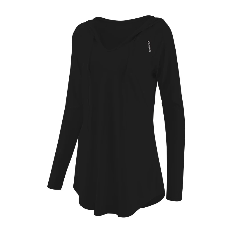 Yoga Clothing Sports Top Women's Casual Loose Cover Shirt, Long Sleeved Quick Drying Hooded Running Training Fitness Jacket 5