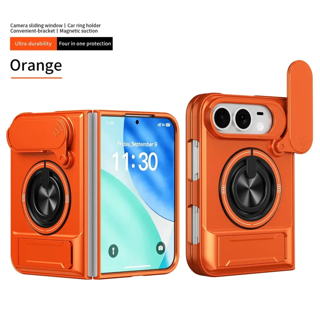 Magnetic Ring Holder Stand Phone Case with Dual-Layer Shockproof Protection & Lens Guard