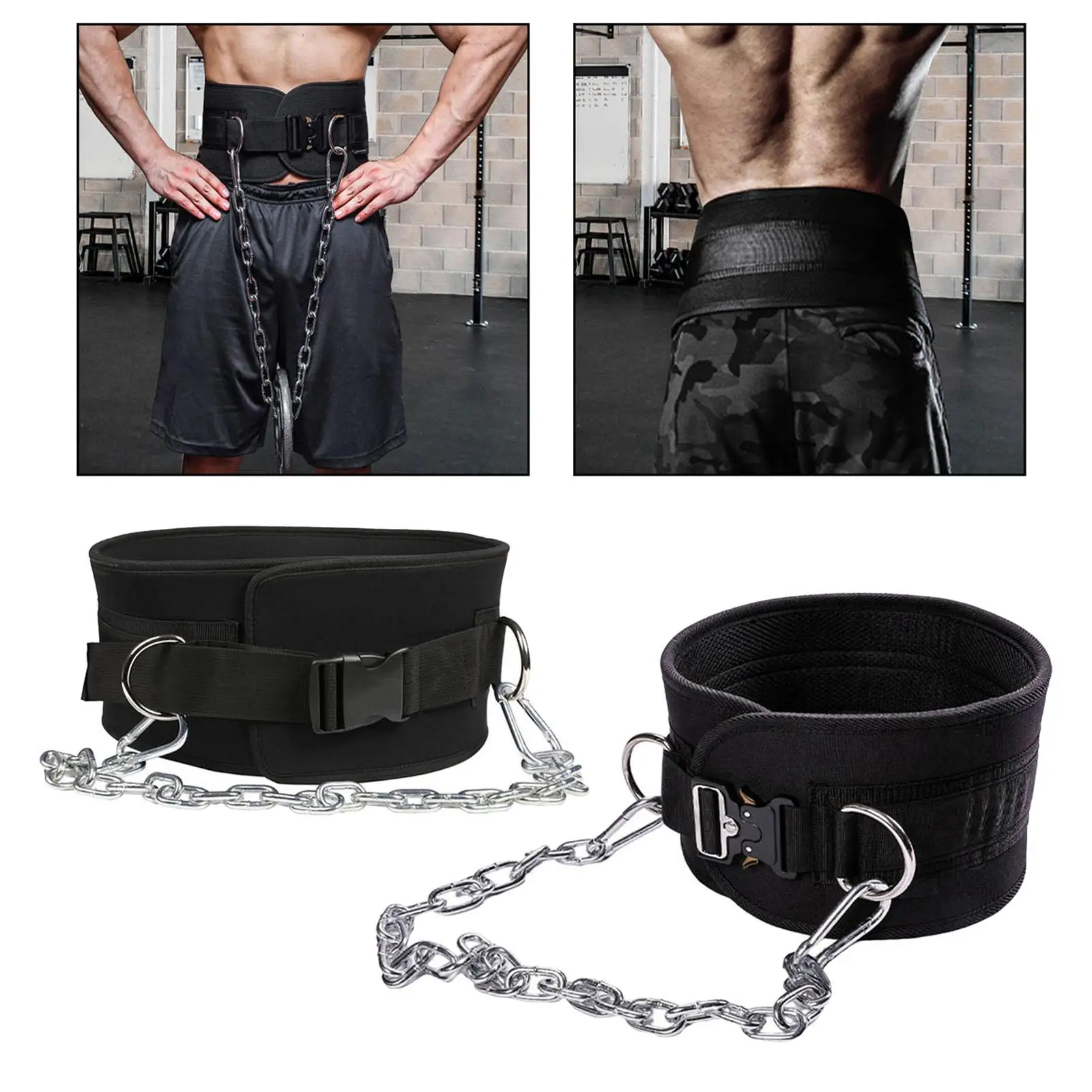 Dipping Belt for Weightlifting with Chain Waist Support Pull Ups Portable Strength Training Durable Workout Weight Lifting Belt