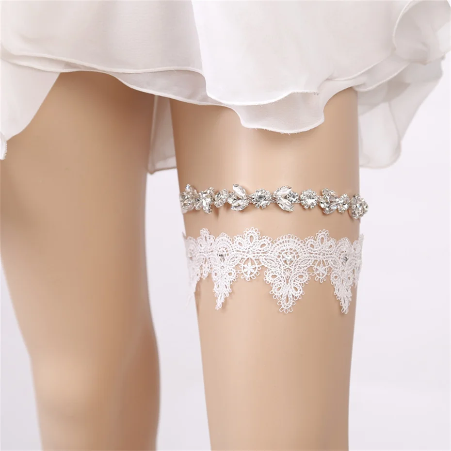 Bridal Garter Belt Bridal Dress Decoration Rhinestone Wedding Garter Leg Accessories Jewelry Flower Lace Garter Suspenders Party Prom Elastic Leg Ring Gift