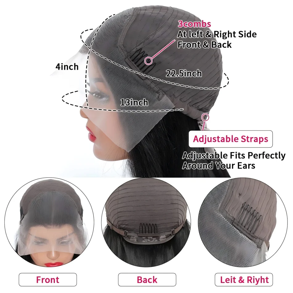 Straight Human Hair Wigs 100%Human Hair Quality 13X6 Hd Lace Frontal Wigs Natural Color 13X4 Brazilian Wigs Original 30 40 Inch