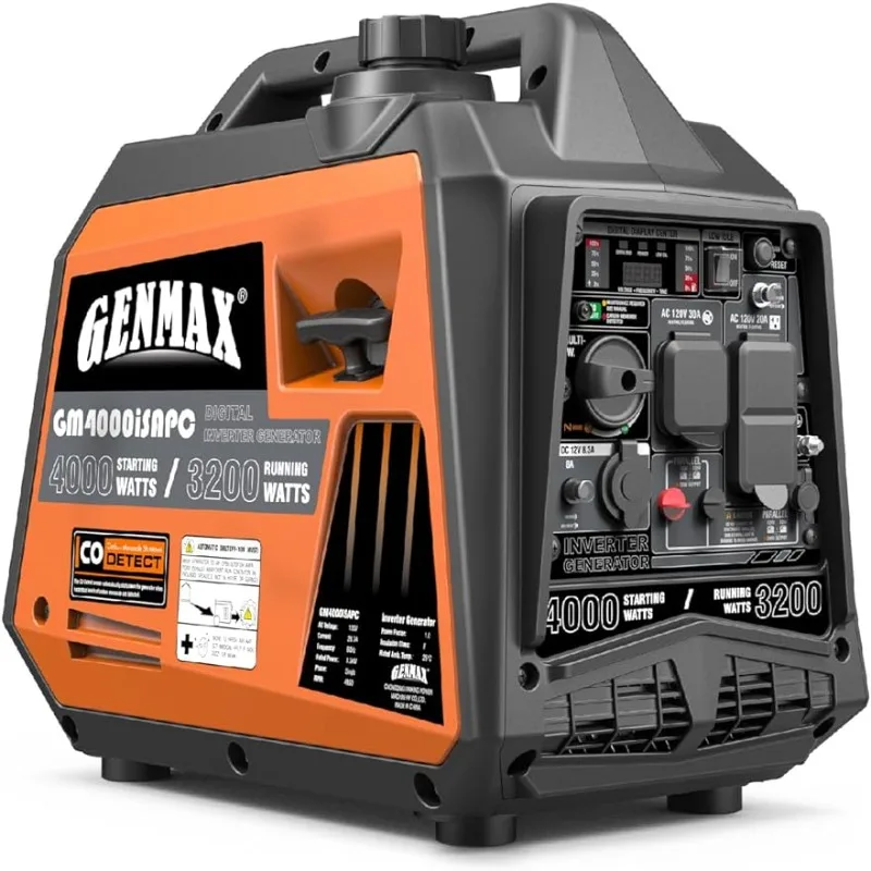 

Портативный инверторный генератор GENMAX, 4000 Вт, аналогичный двигателю, совместим с EPA и CARB