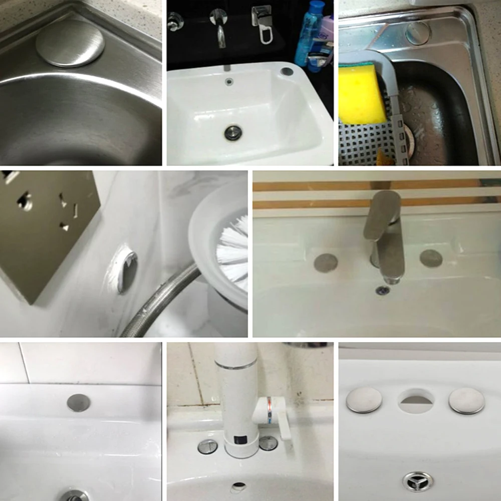 Faucet Hole Cover Stainless Steel Water Blanking Plug Stopper for Washbasin Sink Tap Anti-leakage Kitchen Drainage Sealing Cover