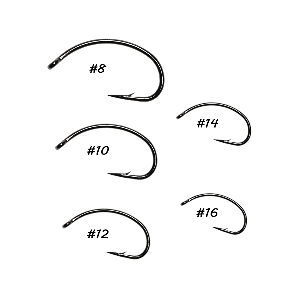 ICERIO 100PCS Black Nickel Barbed Fly Tying Hook Nymph Bug Shrimp