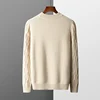 Autumn and winter new thick 100% wool cashmere sweater men's semi-high neck twisted pullover plus size coat casual knit top 6