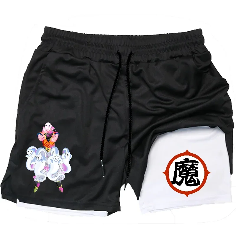 Anime Print Men's 2 in 1 Sports Training Quick Dry Mesh Shorts Men's Fitness 2