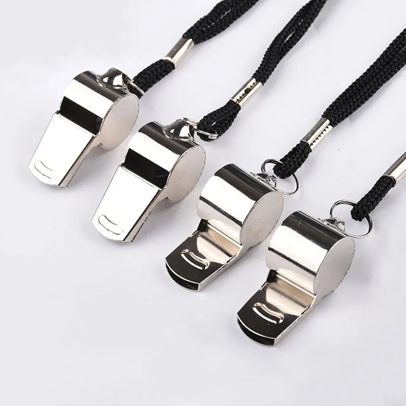 5 Packs Stainless Steel Whistle Loud Metal Whistles with Lanyard Professional Referees Whistle Coaches Lifeguards Survival Sport