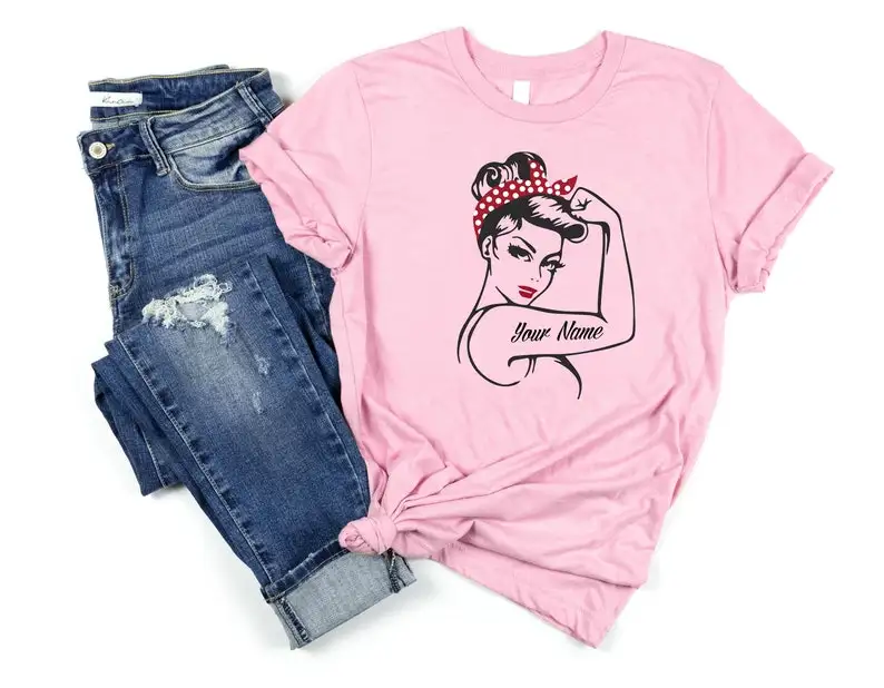 Girl's Rosie the Riveter T-shirt, Pink