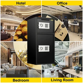 VEVOR 70L Security Safe Box Home Safe Steel Safe Box Strong Box w Digital Lock Electronic Large Double Door For Money  Jewelry 6