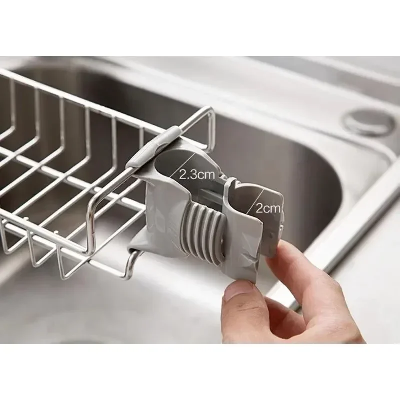 Kitchen Organizer Rack Kitchen Sink Faucet Shelf Stainless Steel Sponge Holder Adjustable Sink Faucet Dishcloth Towel Storage Rack Wall Mounted